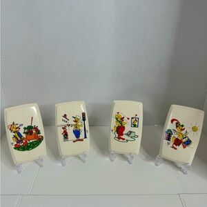 Vintage Duck Bath tiles. Signed “MAT”. Four ceramic tiles. Just fun! (4-O)